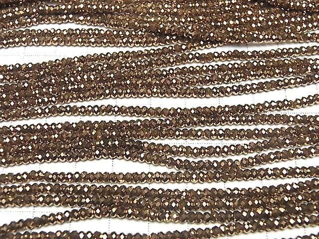 [Video] High Quality! Hematite Faceted Button Rondelle 3x3x2mm Bronze Color Coating 1 Strand Beads (approx. 15 inch/36 cm)