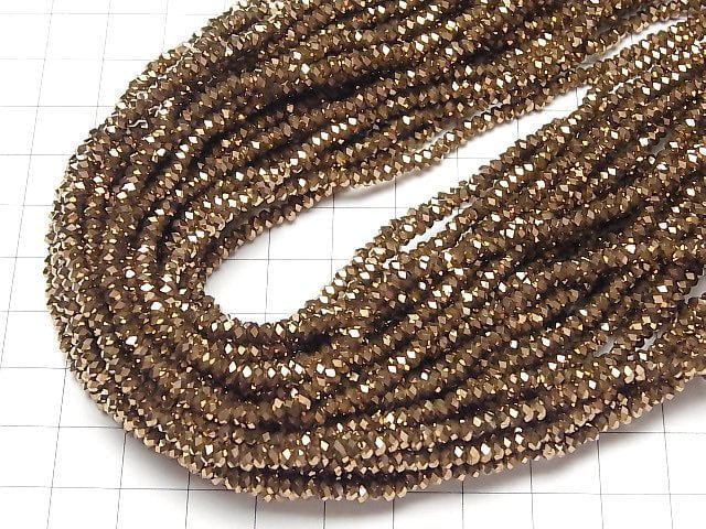 [Video]High Quality! Hematite Faceted Button Roundel 3x3x2mm Bronze color coating 1strand beads (aprx.15inch/38cm)