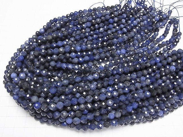 [Video] High Quality! Sodalite AA++ 64Faceted Round 6mm 1strand beads (aprx.15inch/37cm)