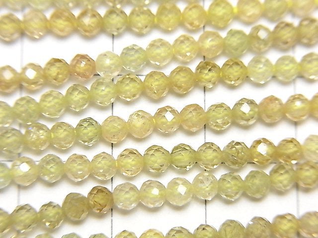 [Video] High Quality! Natural Yellow Zircon AAA Faceted Round 3mm half or 1strand beads (aprx.12inch/30cm)