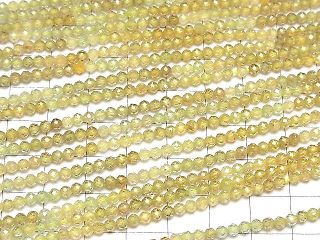 [Video] High Quality! Natural Yellow Zircon AAA Faceted Round 3mm half or 1strand beads (aprx.12inch/30cm)