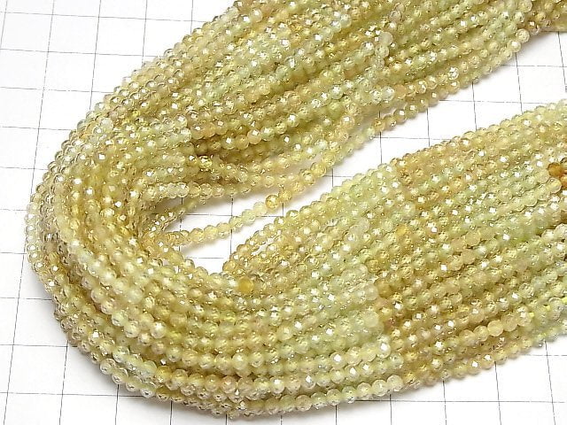 [Video] High Quality! Natural Yellow Zircon AAA Faceted Round 3mm half or 1strand beads (aprx.12inch/30cm)