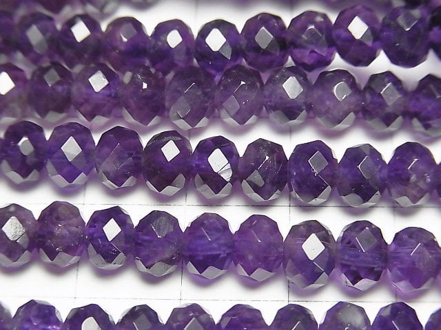 [Video] High Quality! Amethyst AA++ Faceted Button Rondelle 6x6x4.5mm half or 1strand beads (aprx.15inch/38cm)