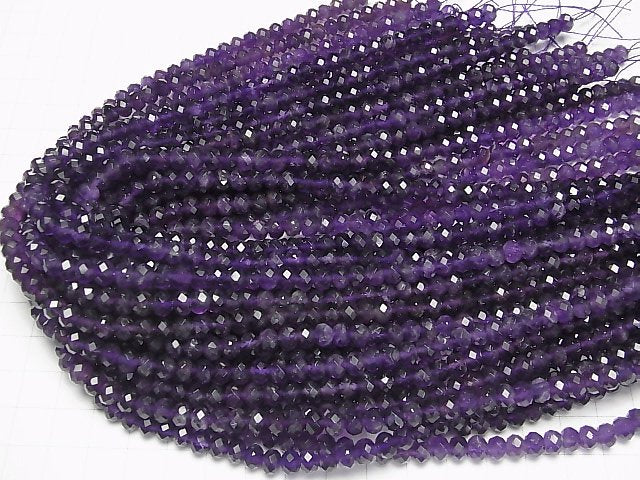 [Video] High Quality! Amethyst AA++ Faceted Button Roundel 6x6x4.5mm half or 1strand beads (aprx.15inch/38cm)
