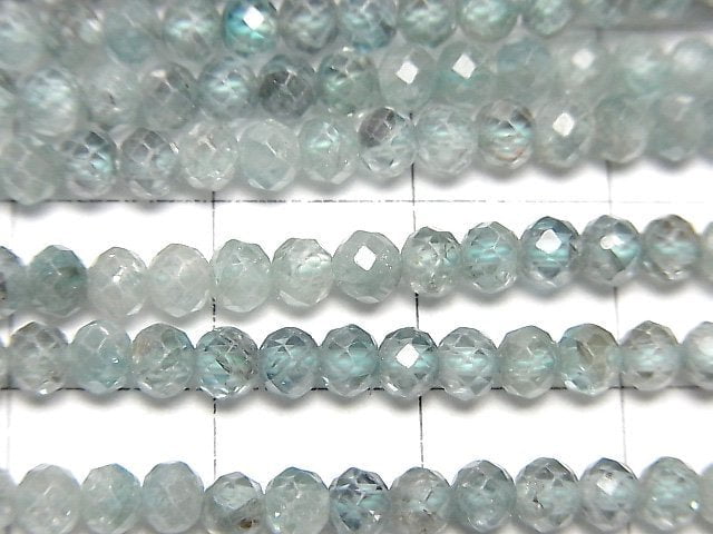 [Video] High Quality! Natural Blue Zircon AA++ Semi-Faceted Round 2.5-3mm half or 1strand beads (aprx.12inch/30cm)