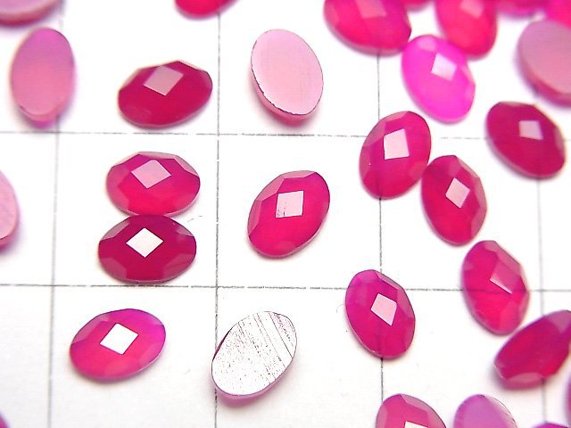 [Video] Fuchsia Pink Chalcedony AAA- Oval Faceted Cabochon 6x4mm 10pcs