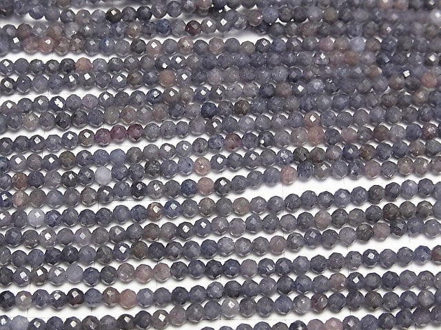 [Video] High Quality! Madagascar Sapphire AA+ Faceted Round 3mm 1strand beads (aprx.15inch/37cm)