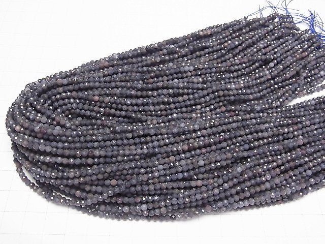 [Video] High Quality! Madagascar Sapphire AA+ Faceted Round 3mm 1strand beads (aprx.15inch/37cm)