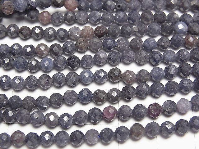 [Video] High Quality! Madagascar Sapphire AA+ Faceted Round 4mm 1strand beads (aprx.15inch/37cm)