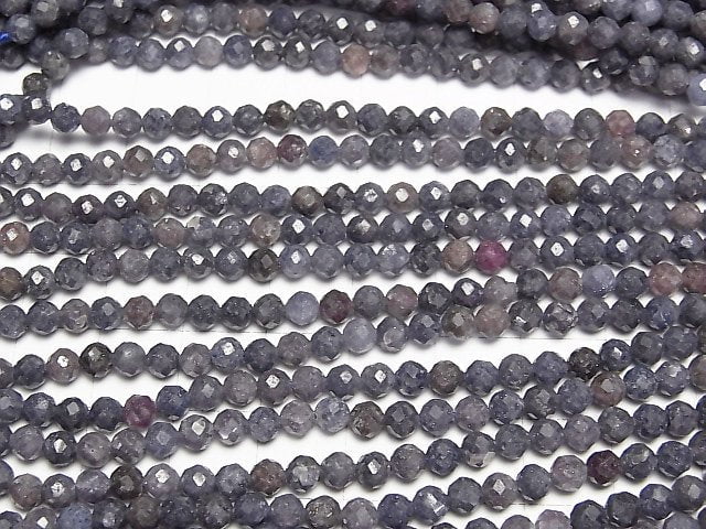 [Video] High Quality! Madagascar Sapphire AA+ Faceted Round 4mm 1strand beads (aprx.15inch/37cm)