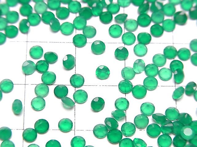 [Video]High Quality Green Onyx AAA Loose stone Round Faceted 3x3mm 10pcs