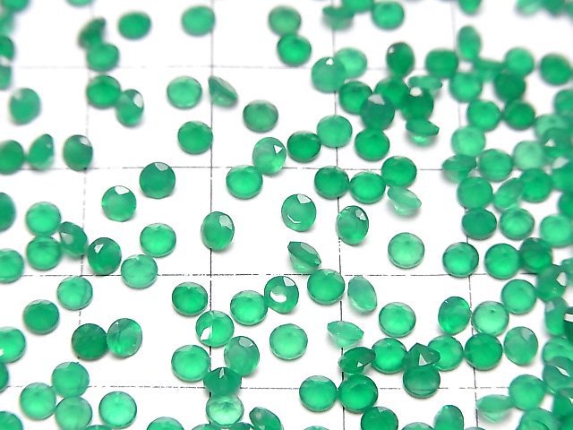 [Video]High Quality Green Onyx AAA Loose stone Round Faceted 3x3mm 10pcs