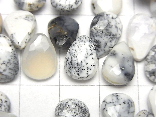 [Video]Dendrite Opal AA++ Pear shape Faceted Briolette half or 1strand beads (aprx.7inch/18cm)