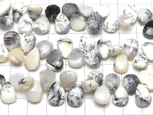 [Video]Dendrite Opal AA++ Pear shape Faceted Briolette half or 1strand beads (aprx.7inch/18cm)