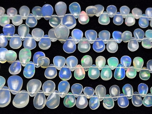 [Video] High Quality Ethiopian Water Opal AAA- Pear shape (Smooth) half or 1strand beads (aprx.7inch/18cm)