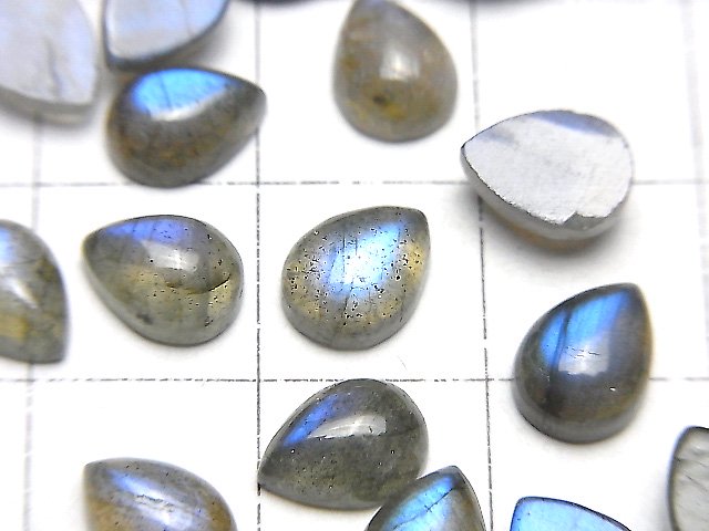 [Video] Blue Labradorite AA++ Pear shape Cabochon 8x6mm 5pcs
