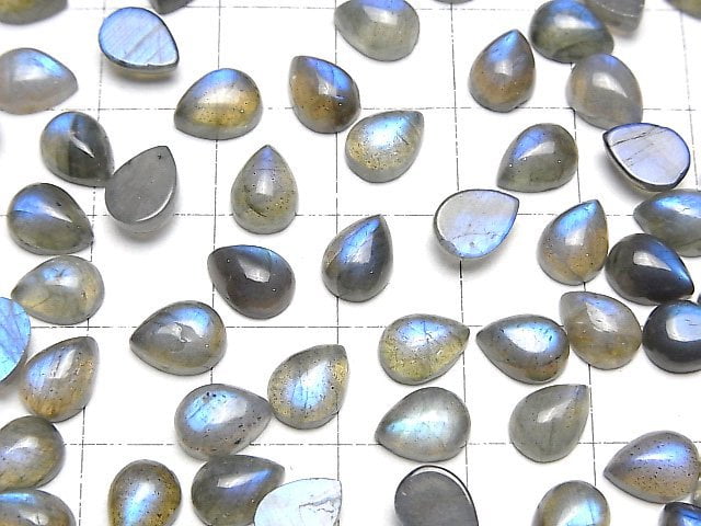 [Video] Blue Labradorite AA++ Pear shape Cabochon 8x6mm 5pcs