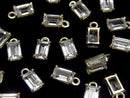 [Video] High Quality White Topaz AAA Bezel Setting Rectangle Faceted 6x4mm 18KGP 2pcs