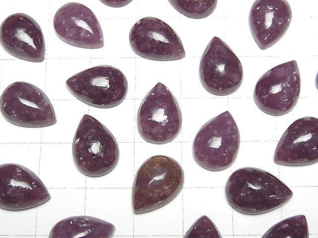 [Video]Lepidolite AAA- Pear shape Cabochon 14x10mm 2pcs