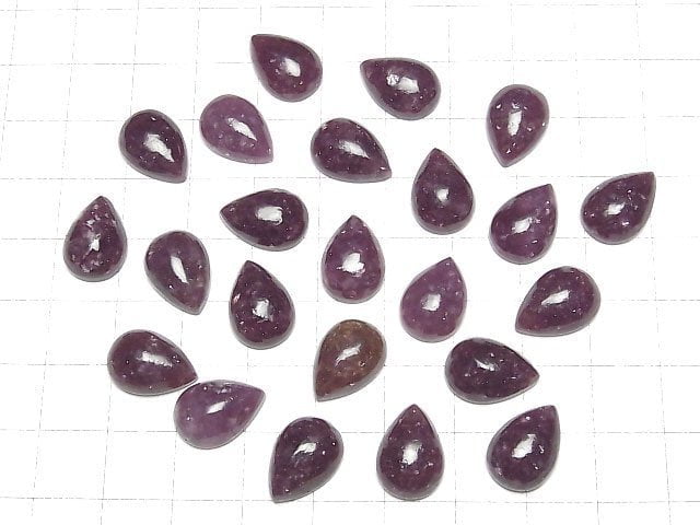 [Video]Lepidolite AAA- Pear shape Cabochon 14x10mm 2pcs