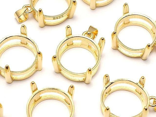 [Video] Silver925 Pendant Frame Round Faceted 12mm 18KGP 1pc