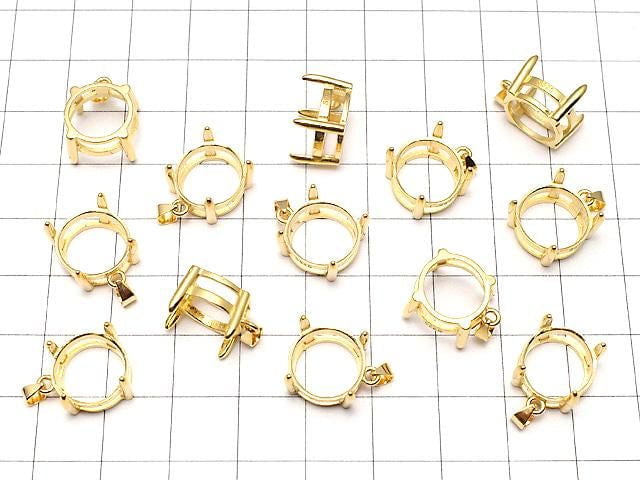[Video] Silver925 Pendant Frame Round Faceted 12mm 18KGP 1pc