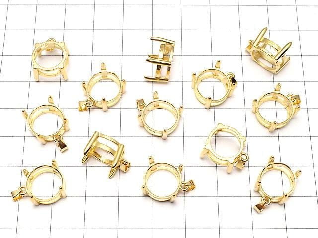 [Video] Silver925 Pendant Frame Round Faceted 12mm 18KGP 1pc