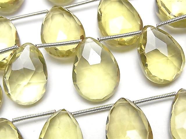 [Video] High Quality Lemon Quartz AAA Pear shape Faceted Briolette half or 1strand (8pcs )