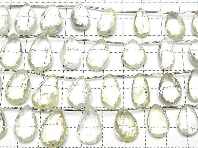 檸檬石英 AA++ 梨形刻面刻面鑽孔珠 1串 (10顆)