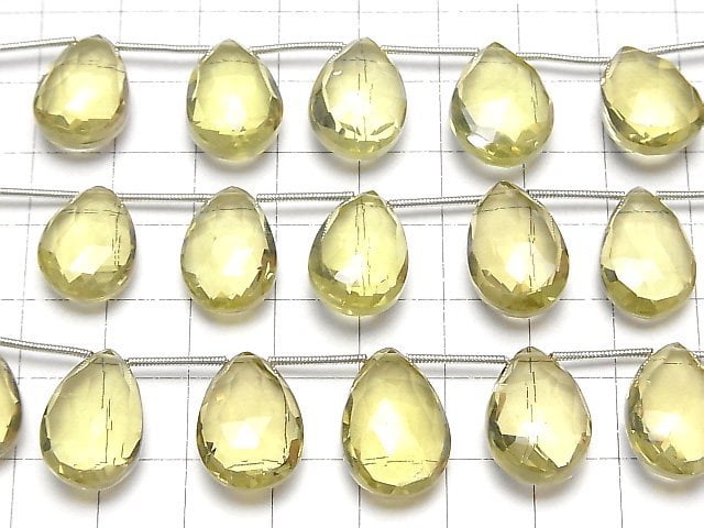 [Video] High Quality Lemon Quartz AAA Pear shape Faceted Briolette half or 1strand (8pcs )