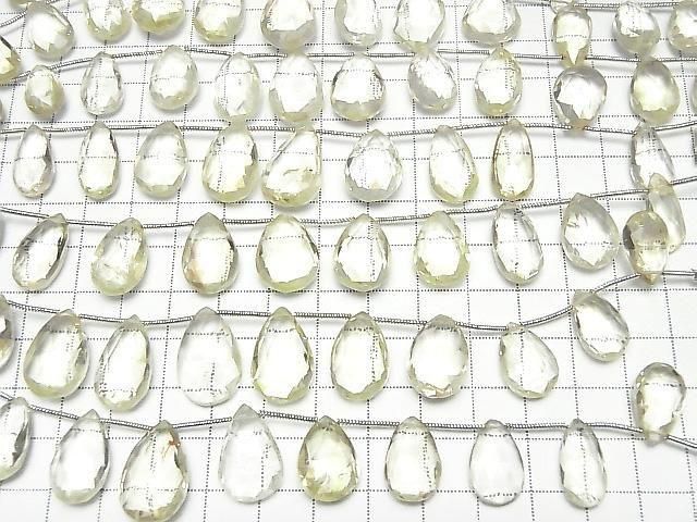 檸檬石英 AA++ 梨形刻面刻面鑽孔珠 1串 (10顆)