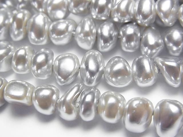 [Video] Shell Pearl Silver Potato - Baroque 6-7mm 1-strand beads (approx. 15inch/38cm)