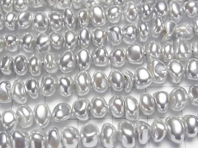 [Video] Shell Pearl Silver Potato - Baroque 6-7mm 1-strand beads (approx. 15inch/38cm)