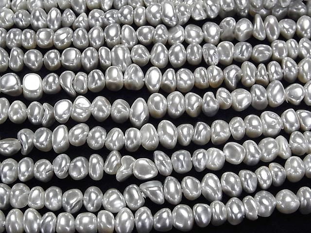 [Video] Shell Pearl Silver Potato - Baroque 6-7mm 1-strand beads (approx. 15inch/38cm)