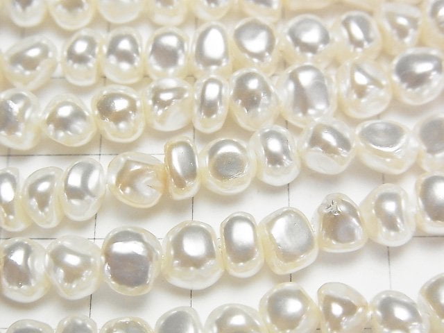 [Video]Shell Pearl White Potato -Baroque 6-7mm 1strand beads (aprx.15inch/38cm)