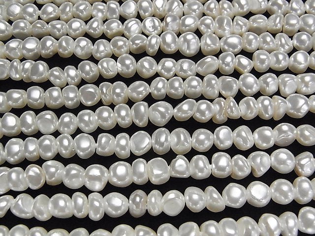 [Video]Shell Pearl White Potato -Baroque 6-7mm 1strand beads (aprx.15inch/38cm)