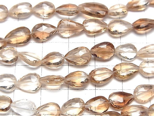 [Video]High Quality Brown Topaz AAA- Vertical Hole Faceted Pear Shape half or 1strand beads (aprx.7inch/18cm)