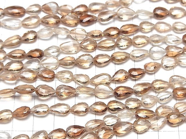 [Video]High Quality Brown Topaz AAA- Vertical Hole Faceted Pear Shape half or 1strand beads (aprx.7inch/18cm)