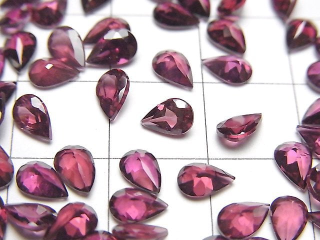 [Video]High Quality Rhodolite Garnet AAA Loose stone Pear shape Faceted 6x4mm 5pcs