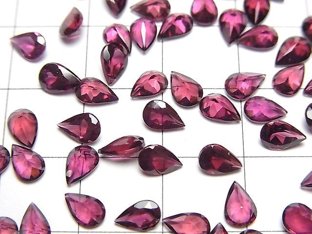 [Video]High Quality Rhodolite Garnet AAA Loose stone Pear shape Faceted 6x4mm 5pcs