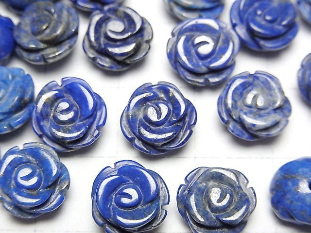 [Video] Lapislazuli AA Rose 10mm [Half Drilled Hole] 4pcs