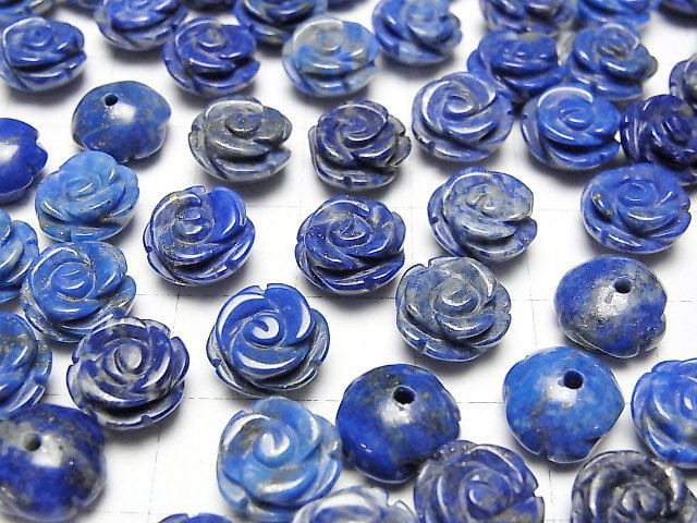 [Video] Lapislazuli AA Rose 10mm [Half Drilled Hole] 4pcs