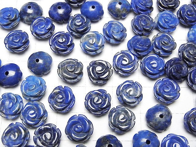 [Video] Lapislazuli AA Rose 10mm [Half Drilled Hole] 4pcs