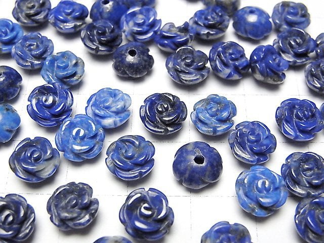 [Video] Lapislazuli AA Rose 8mm [Half Drilled Hole] 4pcs