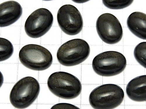 Golden Obsidian AAA Oval Cabochon 16x12mm 3pcs