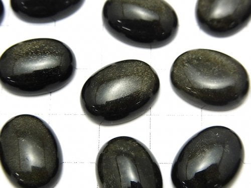 Golden Obsidian AAA Oval Cabochon 16x12mm 3pcs