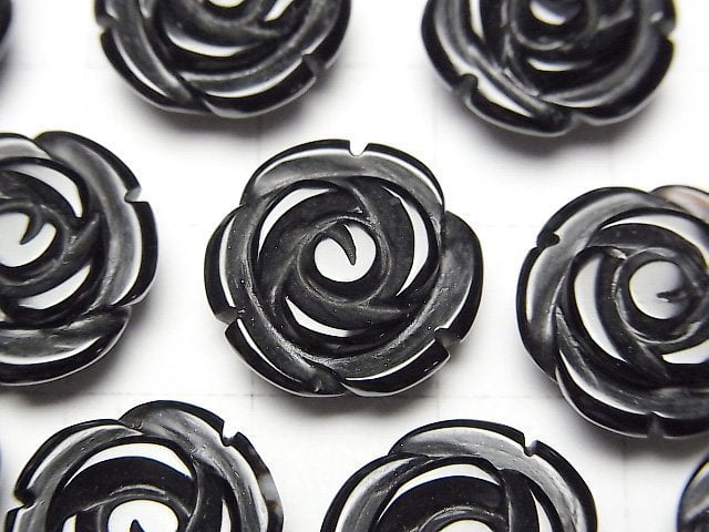 [Video] Onyx Rose 15mm [Half Drilled Hole] 2pcs