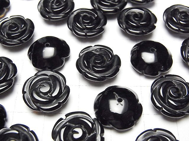 [Video] Onyx Rose 15mm [Half Drilled Hole] 2pcs