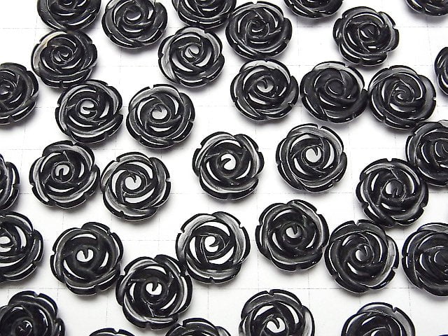 [Video] Onyx Rose 15mm [Half Drilled Hole] 2pcs