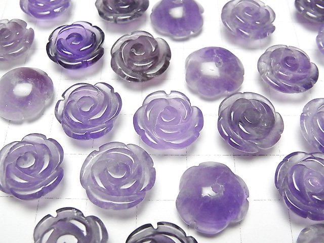 [Video] Amethyst AA Rose 15mm [Half Drilled Hole] 2pcs